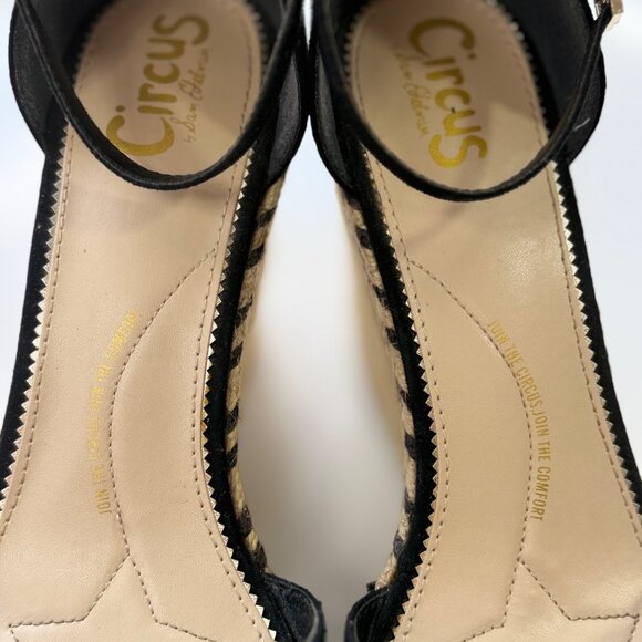 Sam Edelman Circus Black Espadrille Wedge Sandals w/ Ankle Strap & 4" Heel 10M - Picture 8 of 11